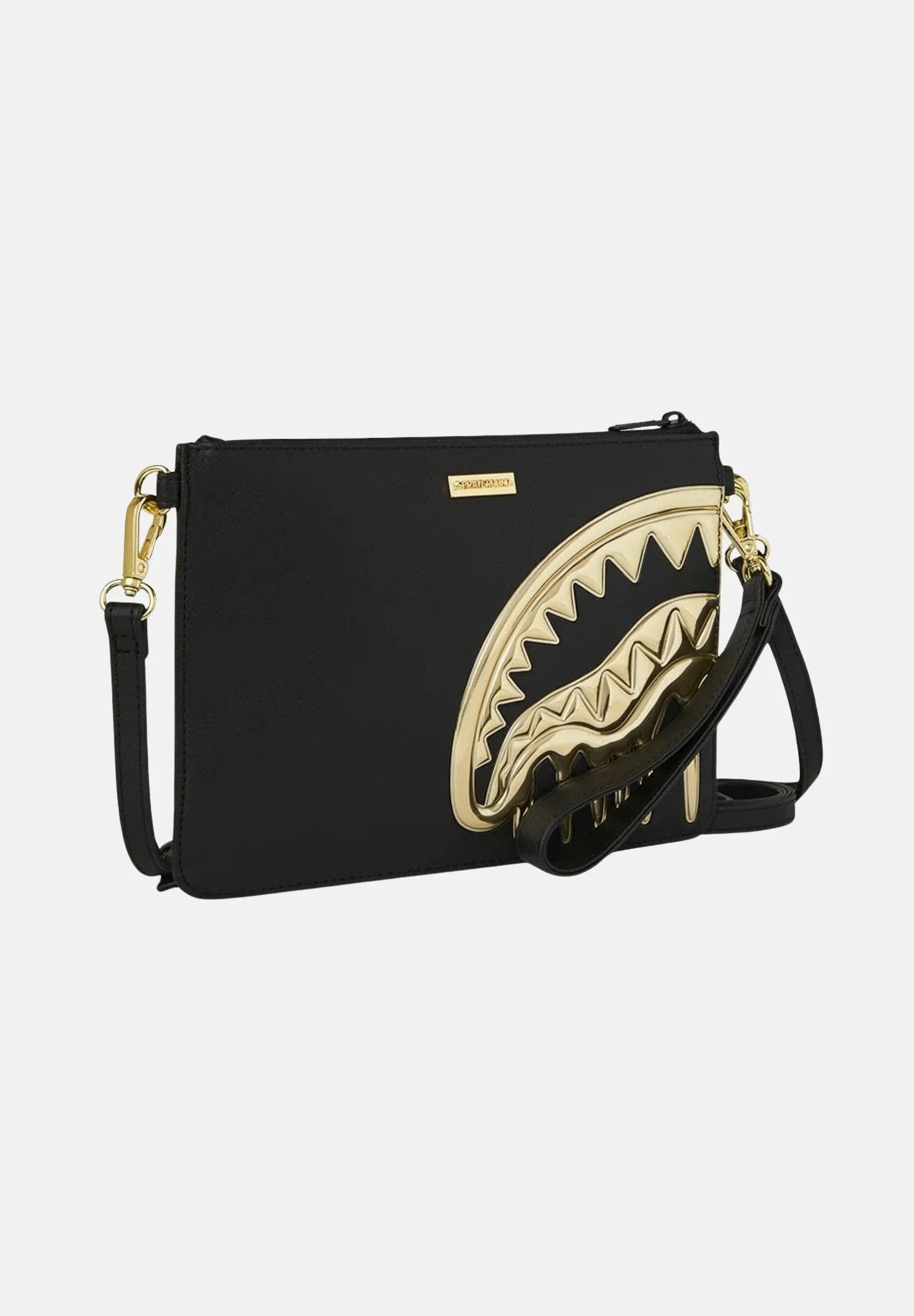 SPRAYGROUND Pochette/Tracolla In Pelle GOLD AND DANGEROUS CROSSOVER CLUTCH Nera/Oro 29/12
