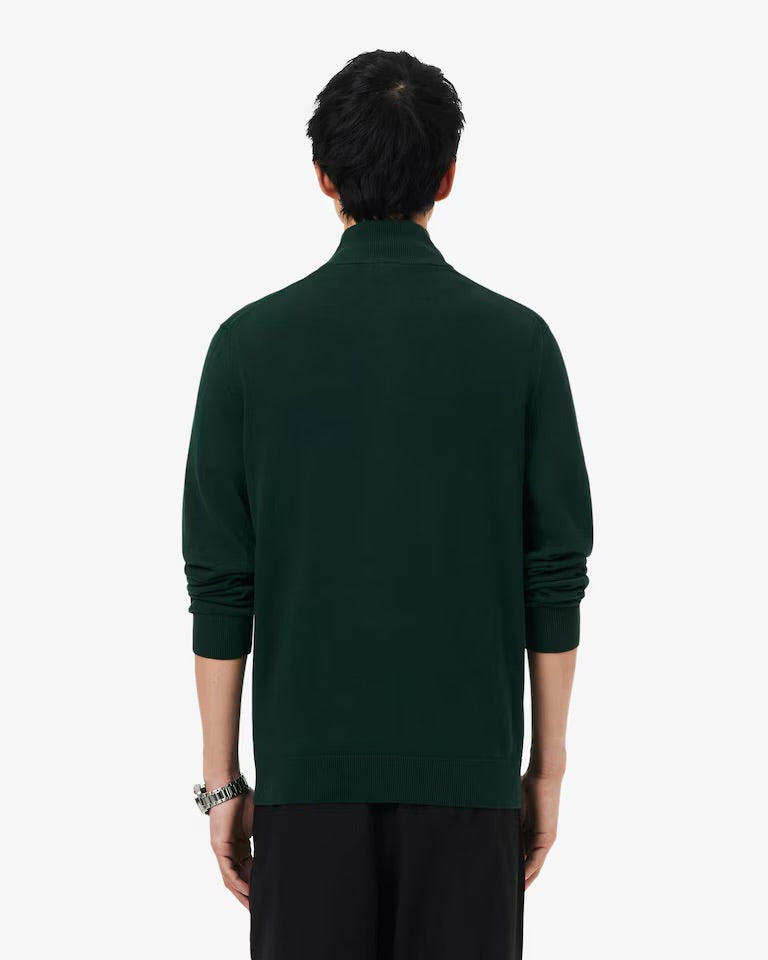LACOSTE Pullover A Collo Alto Con Zip Mezzo Collo Verde Bottiglia