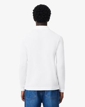 LACOSTE Polo a Maniche Lunghe Regular In Piquè Elasticizzato Bianca