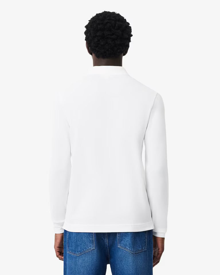 LACOSTE Polo a Maniche Lunghe Regular In Piquè Elasticizzato Bianca