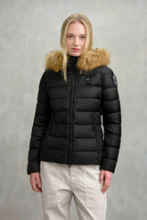 BLAUER Giubbotto Donna Piumino Invernale Fasciato Con Pelliccia Nero