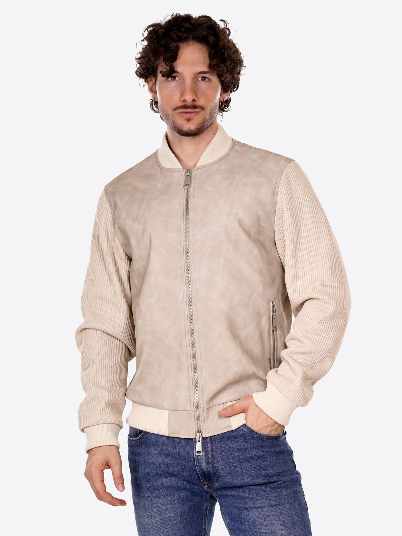 GIANNI LUPO Giacca Manica A Costine Beige