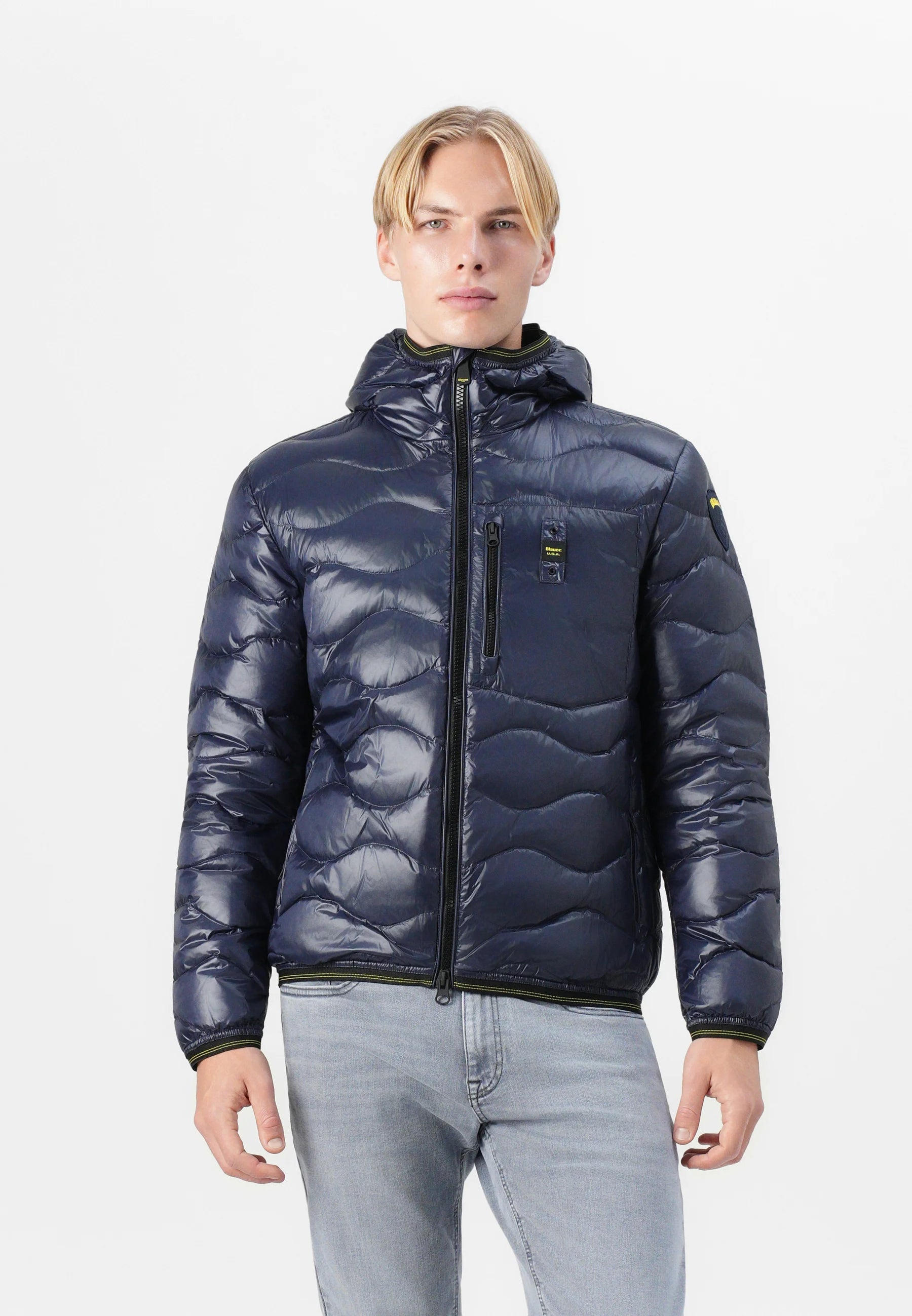 BLAUER Giubbotto Uomo Piumino Invernale Ondulato Blu