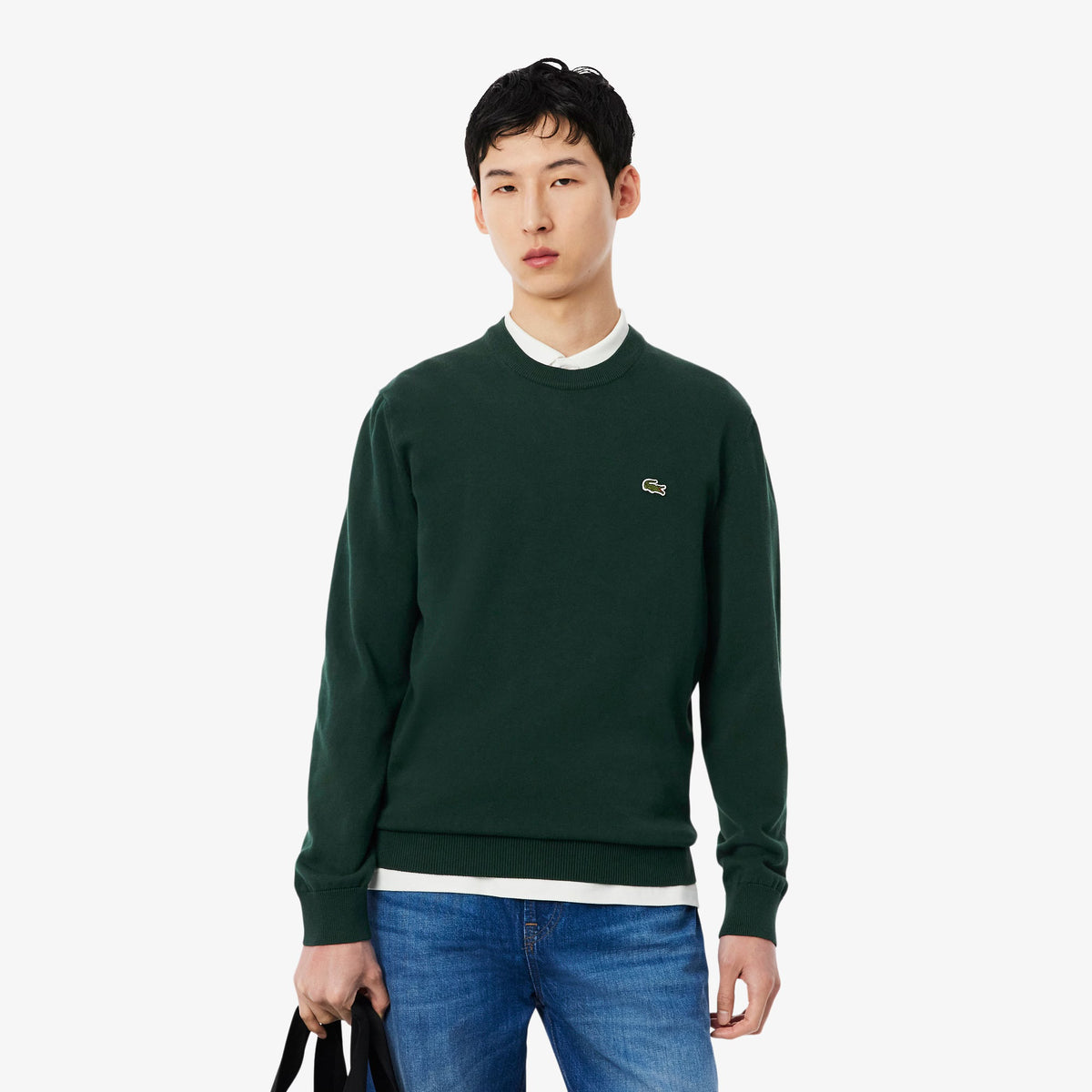 LACOSTE Pullover Girocollo Basic In Cotone Verde