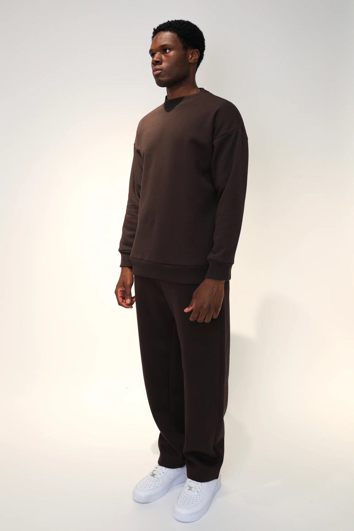 SOLDIER Tuta Felpata Girocollo Pantalone Baggy Marrone