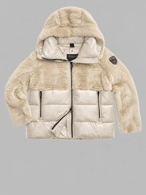 BLAUER Giubbotto Con Pelliccia e Cappuccio Donna Beige