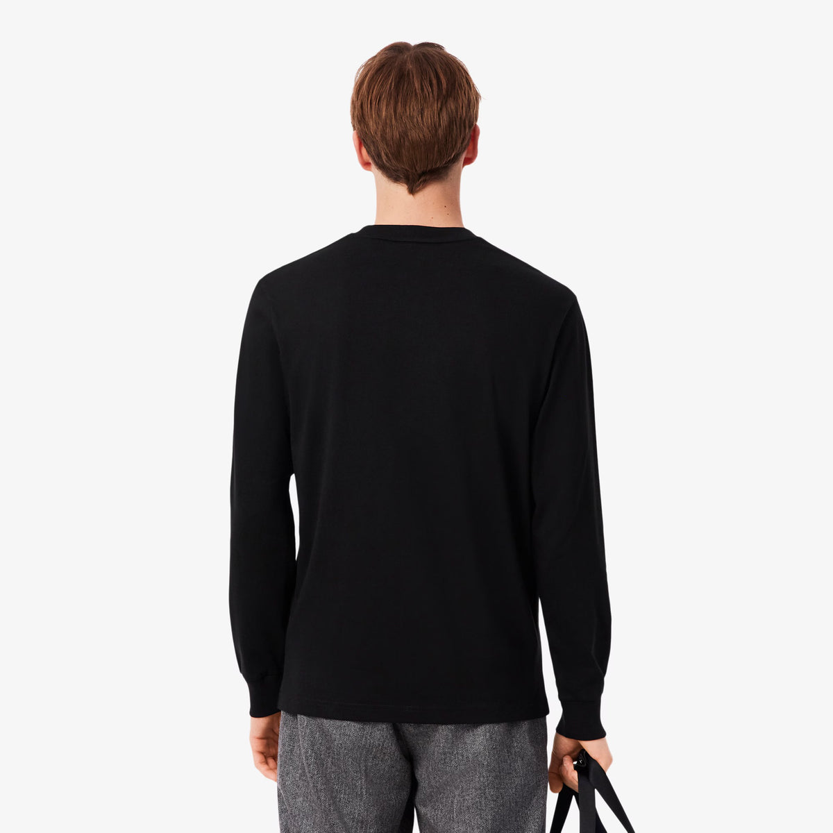 LACOSTE T-Shirt Basic a Maniche Lunghe in Cotone Nera