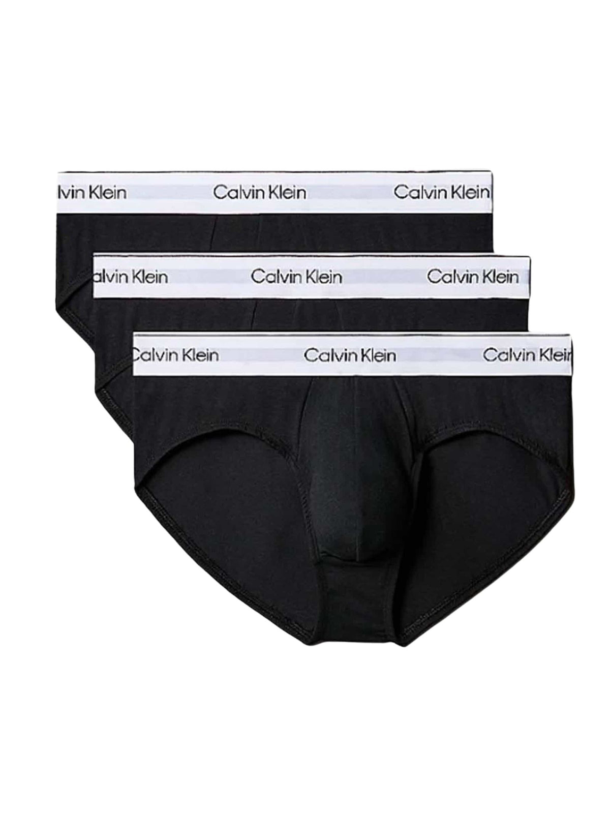CALVIN KLEIN Slip Con Logo Pacco Da 3 Uomo Nero Con Fascia Bianca