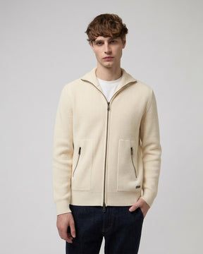 GIANNI LUPO Cardigan In Maglia Con Zip Panna