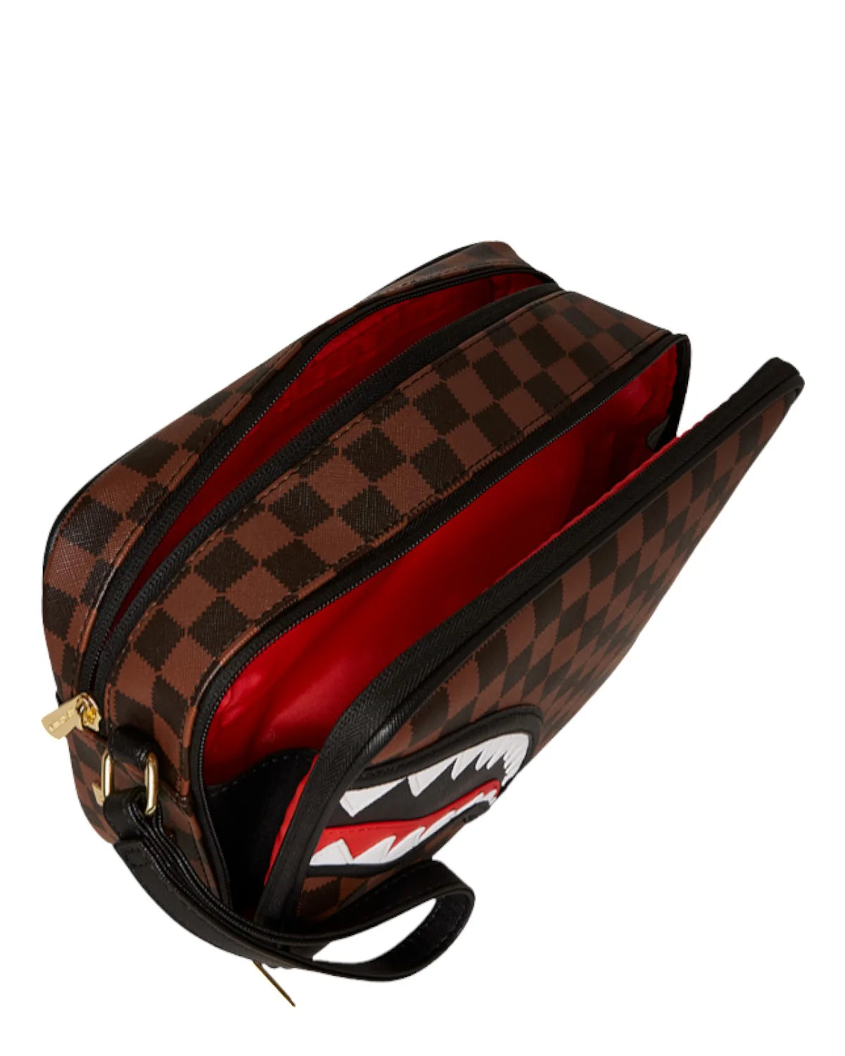 SPRAYGROUND Pochette In Pelle Vegana Sawtooth Sharks in Paris Toiletry Brick Marrone