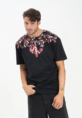 MARCELO BURLON COUNTY OF MILAN T-Shirt Con Stampa Serpente Nera/Rossa