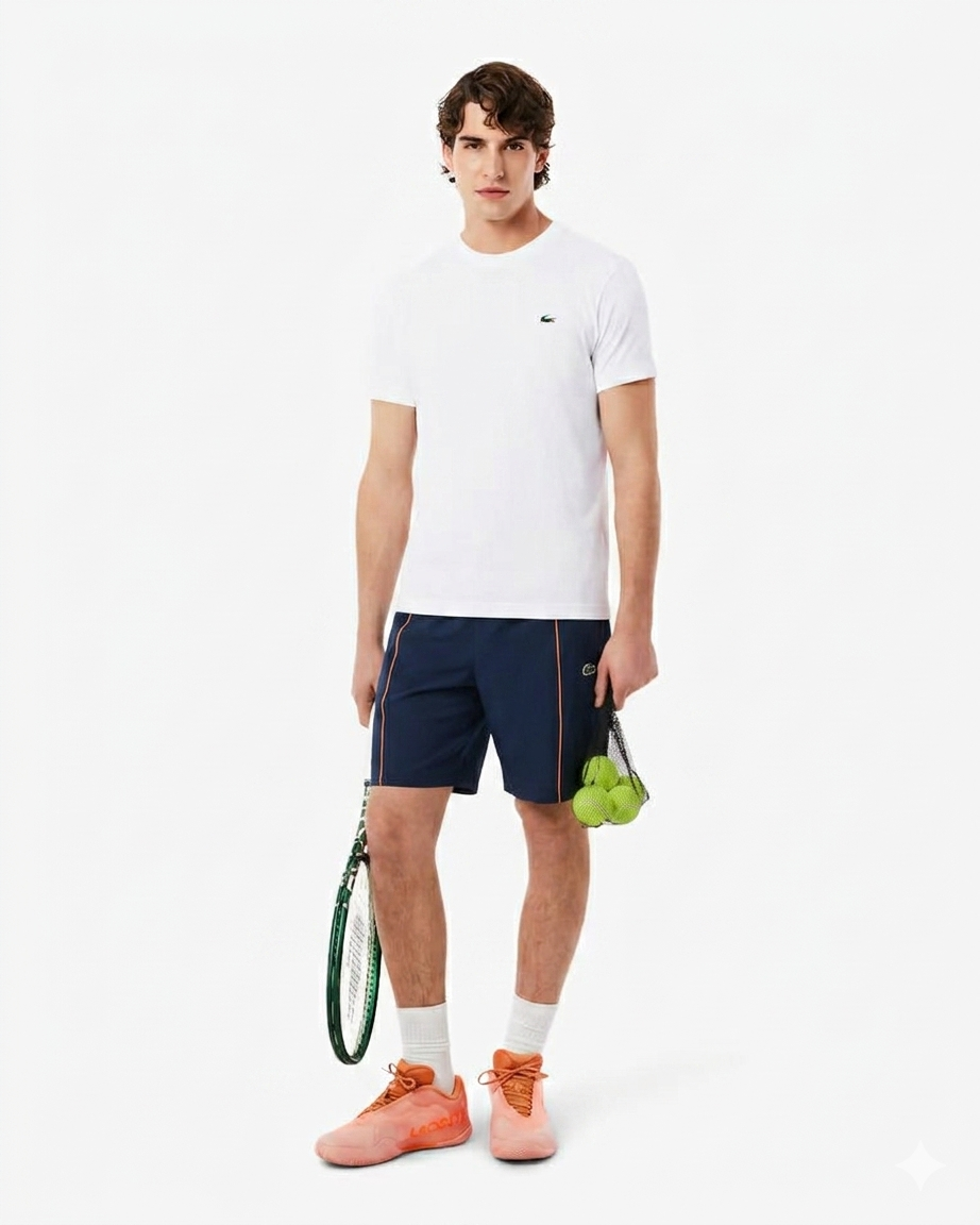 LACOSTE Completino Logo Retro Bianco/Arancione