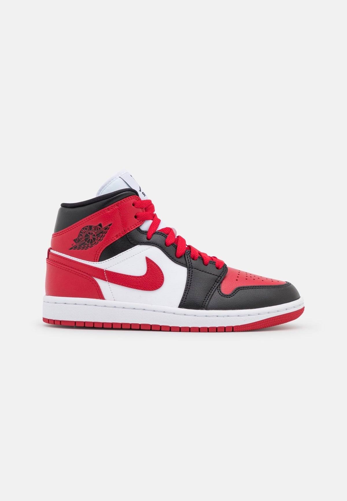 NIKE Scarpa In Pelle Air Jordan 1Mid Rossa/Nera/Bianca