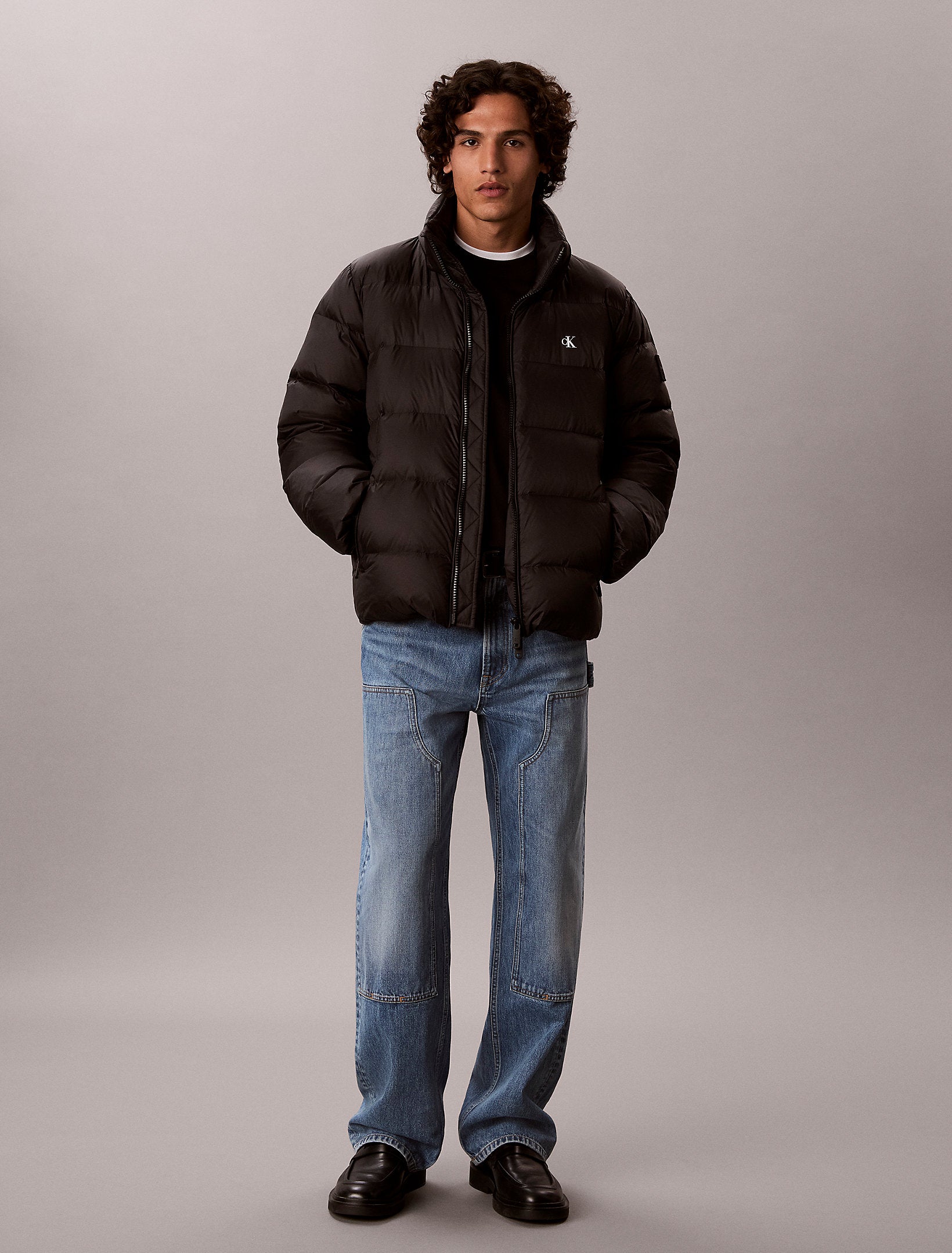 CALVIN KLEIN Giubbotto Invernale Bomber Con Logo Piccolo Sul Petto Nero 26/27