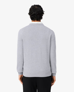 LACOSTE Pullover Girocollo Basic In Cotone Grigio