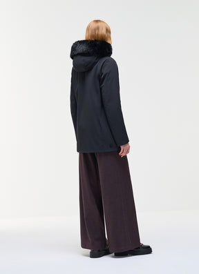 COLMAR Donna Piumino Impermeabile Lungo Con Pelliccia Nero