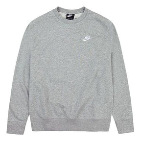NIKE Felpa Girocollo Senza Cappuccio Cotone Garzato Grigio/Bianco