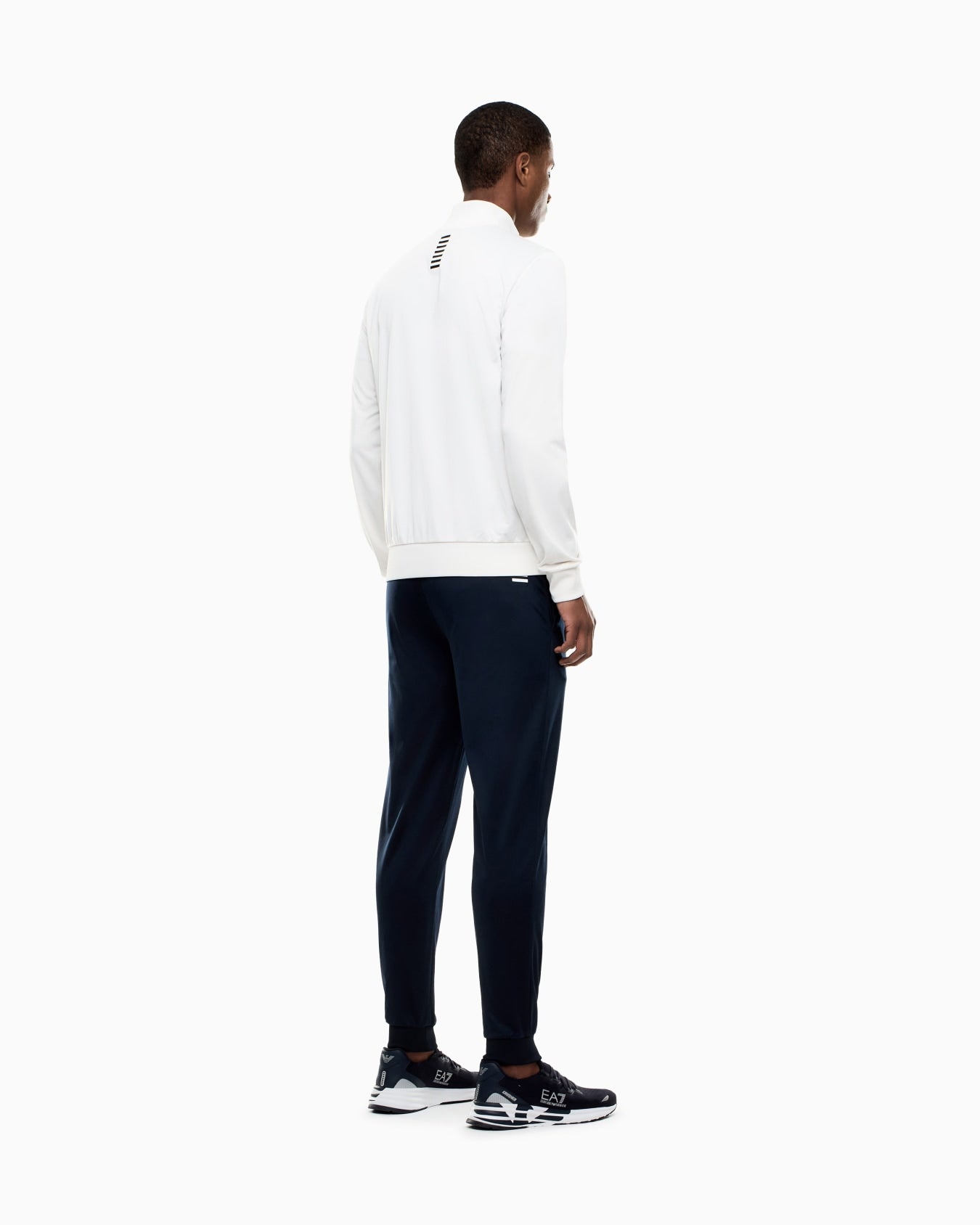 EMPORIO ARMANI Tuta In Cotone Con Zip Core Identity Senza Cappuccio Bianca/Nera