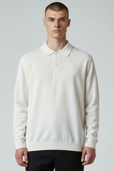 Polo A Maniche Lunghe Made in Italy In Cotone Bianco