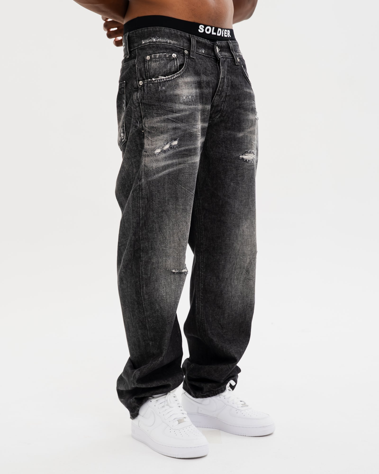 SOLDIER Jeans Baggy Made in Italy Denim Grigio