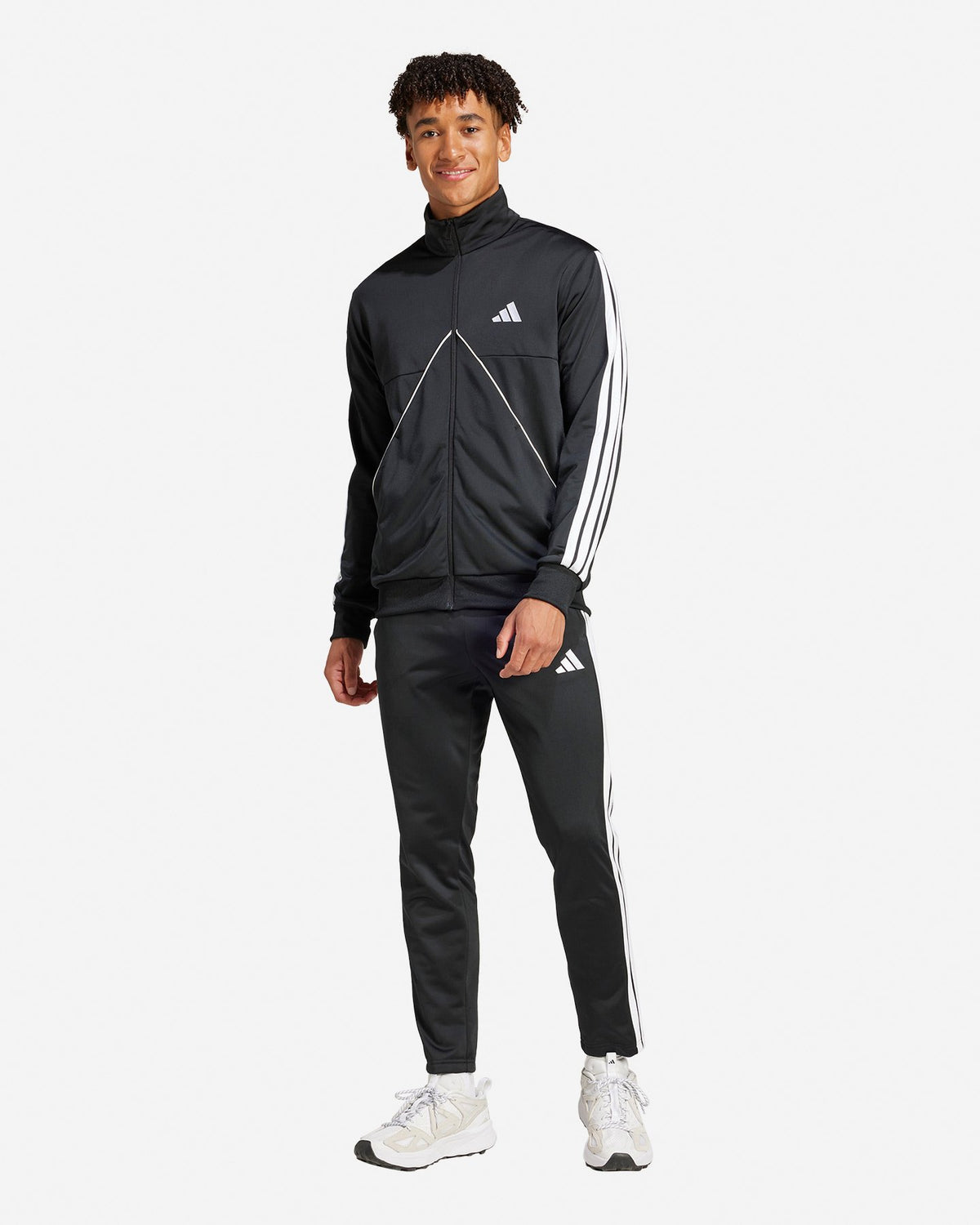 ADIDAS Tuta Leggera Acetata Con Zip Senza Cappuccio Con Strisce Laterali Nera/Bianca 2025/2026