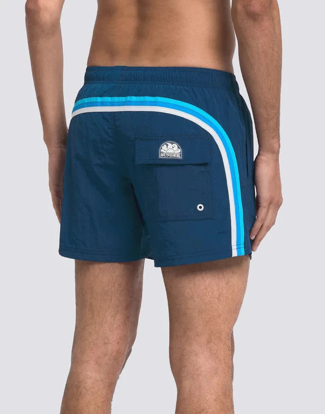 SUNDEK Costume Da Bagno Blu Con Strisce Azzurre/Bianche/Blu