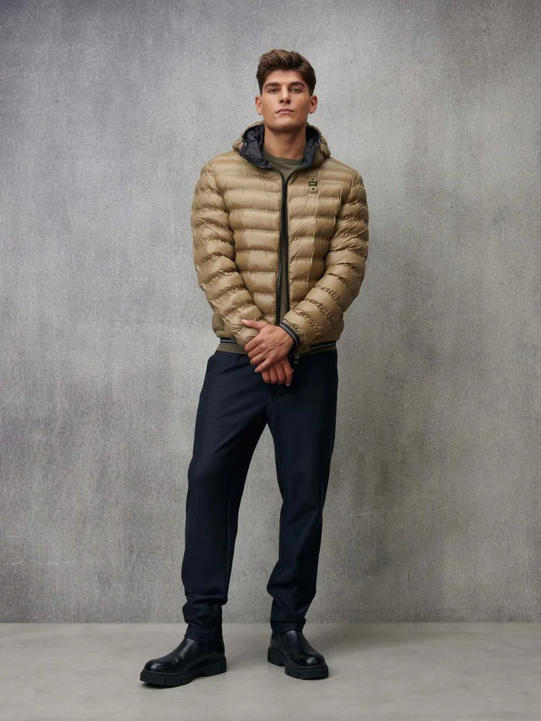 BLAUER Giubbotto Reversibile Liscio Uomo Invernale Nero/Beige