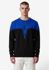 COUNTY OF MILAN Maglione Marcelo Burlon Nero Con Ali Blu Elettrico