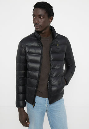 BLAUER Giubbotto Uomo Piumino Invernale Fasciato Senza Cappuccio Nero