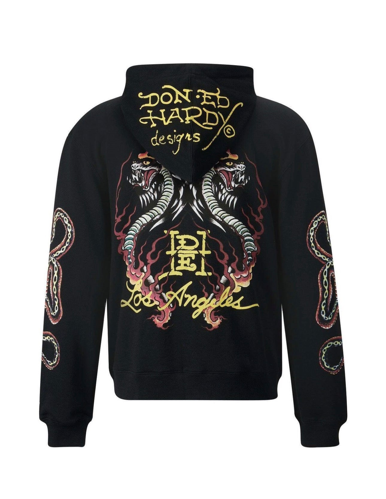 EH HARDY Felpa Con Cappuccio e Zip Con Stampe Multicolor Nera