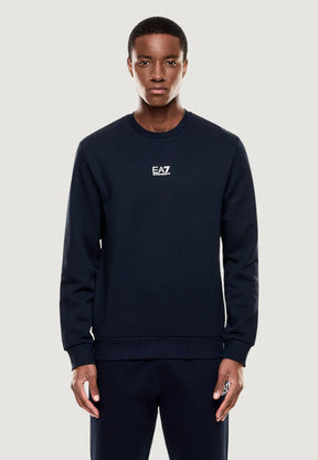EMPORIO ARMANI Felpa Girocollo In Cotone  Blu/Bianco