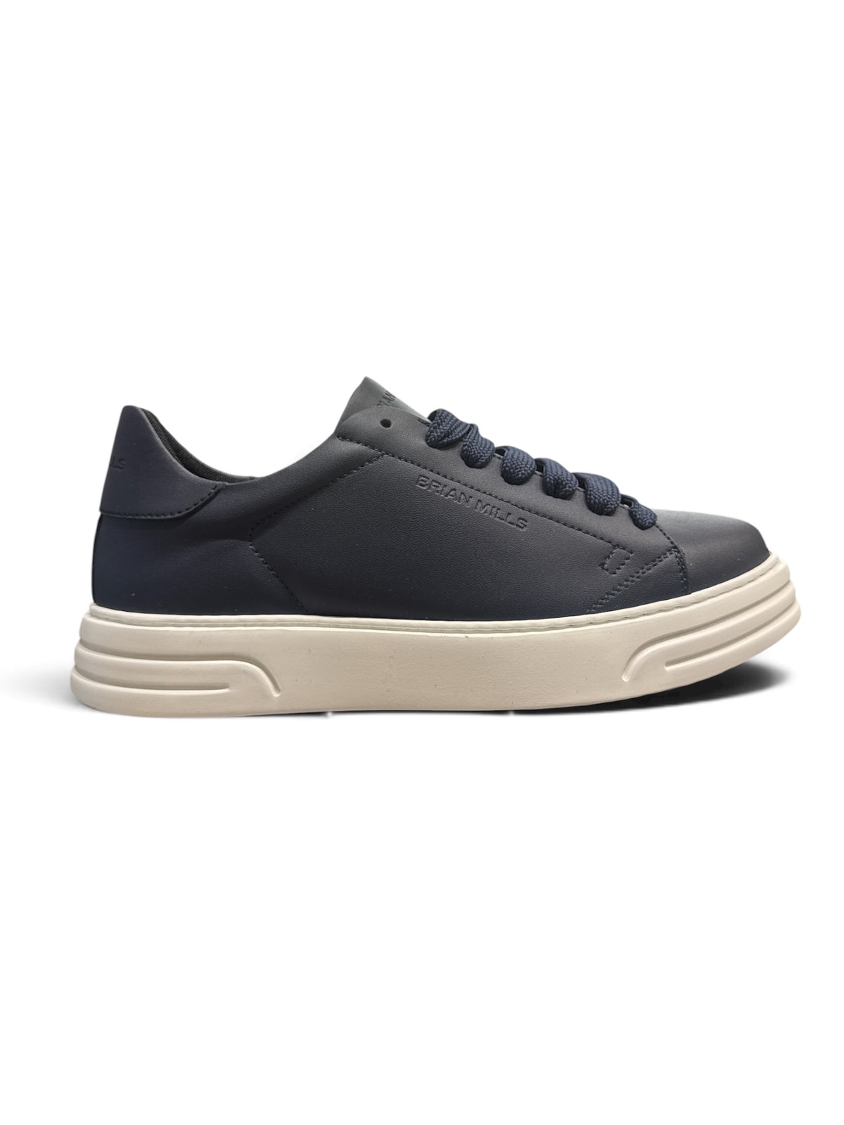 BRIAN MILLS Sneaker In Pelle Blu Suola Bianca