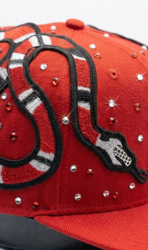 ‘47 CUSTOM “NY” Serpente ricamato e Swarovski Rosso/Bianco