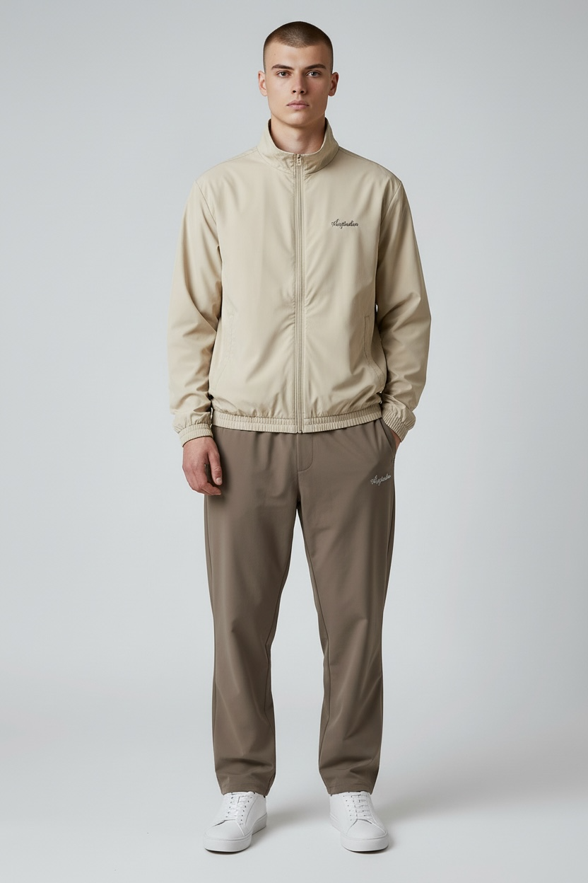 AUSTRALIAN Tuta Completa In Microfibra Con Zip Beige/Marrone SS26