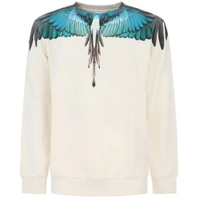 COUNTY OF MILAN Felpa Girocollo Marcelo Burlon Panna Con Ali Azzurre
