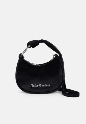 JUICY COUTURE MICRO BORSA A SPALLA BLOSSOM IN VELLUTO CON TRACOLLA – NERO