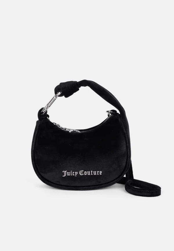 JUICY COUTURE MICRO BORSA A SPALLA BLOSSOM IN VELLUTO CON TRACOLLA – NERO