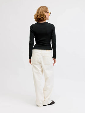 JJXX JXFREYA  MAGLIETTA A COSTINE MANICHE LUNGHE NERA DONNA