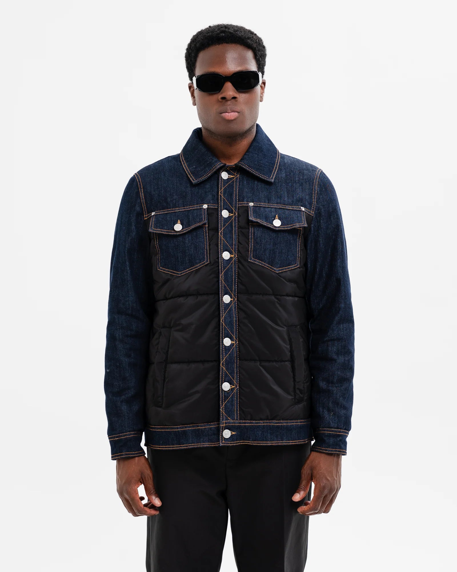 SOLDIER Giubbotto Metà Jeans Metà Giubbino Denim Scuro/Nero