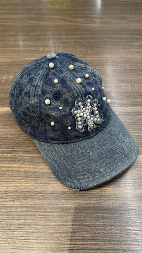 NEW ERA NY CUSTOM IN DENIM BLU CON PERLE DONNA