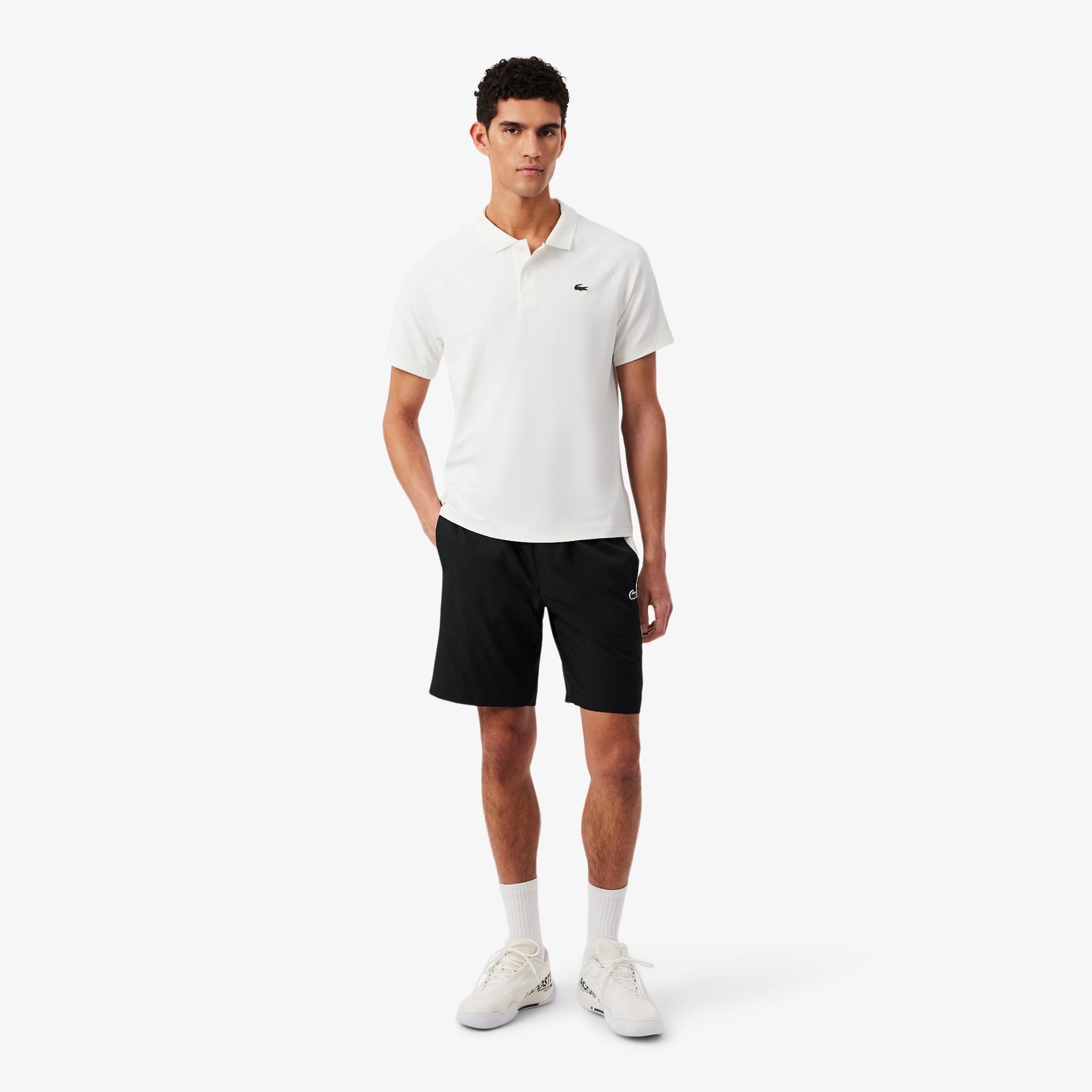 LACOSTE Pantaloncino Con Banda Laterale Nero/Bianco