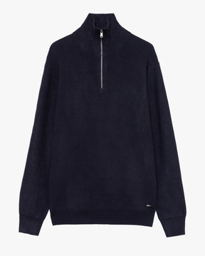 GIANNI LUPO Maglioncino Collo Alto Mezza Zip Blu Navy