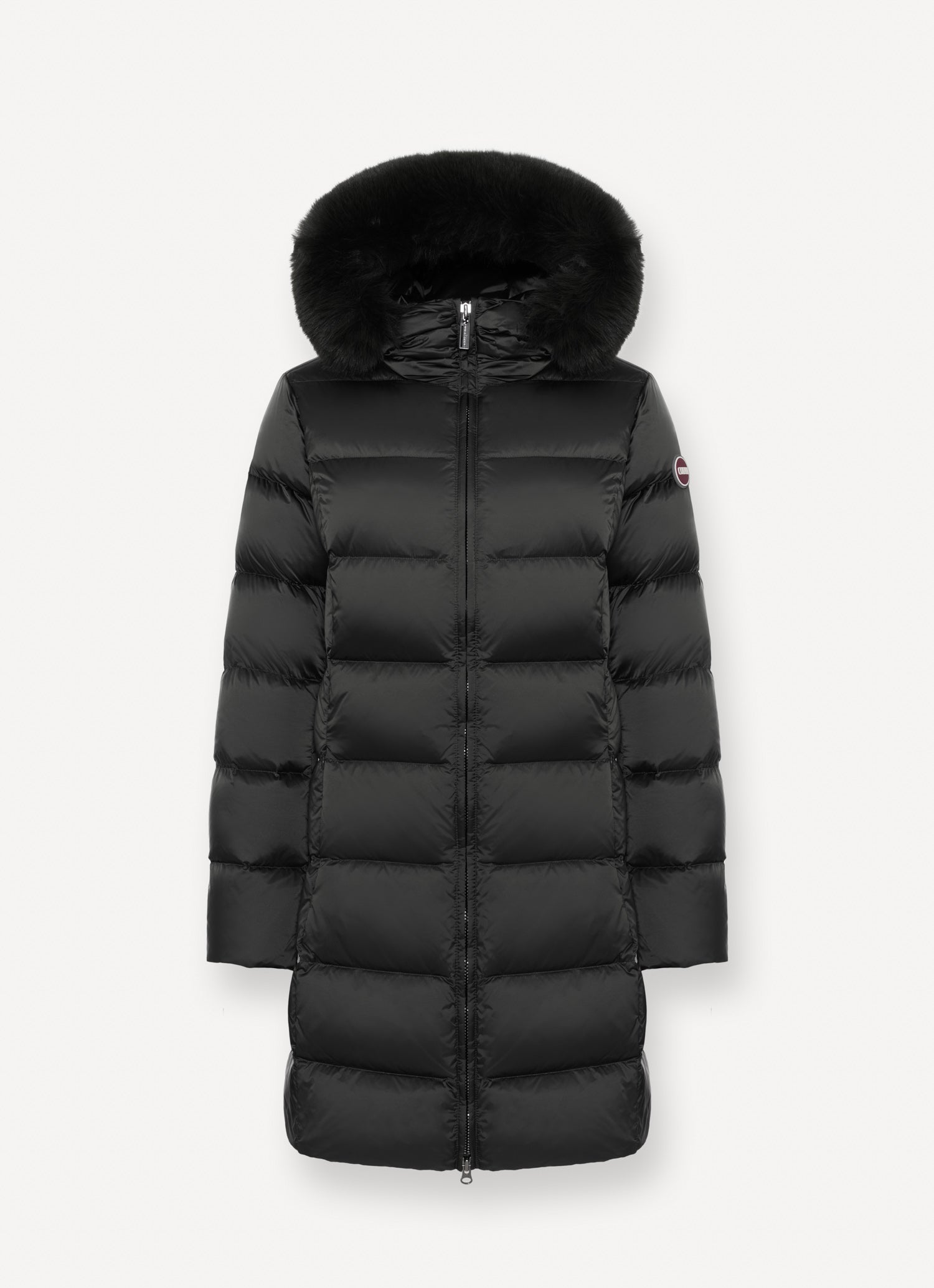 COLMAR DONNA GIUBBOTTO FASCIATO LUNGO CON PELLICCIA NERO OPACO