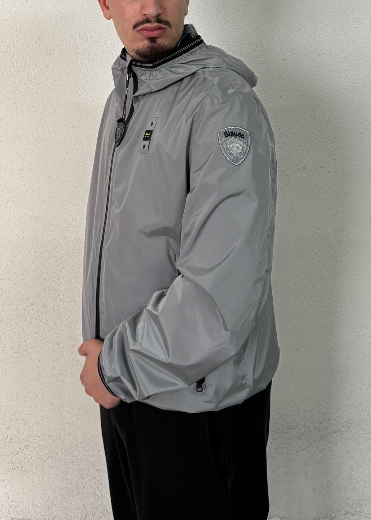 BLAUER Antivento Con Cappuccio Grigio