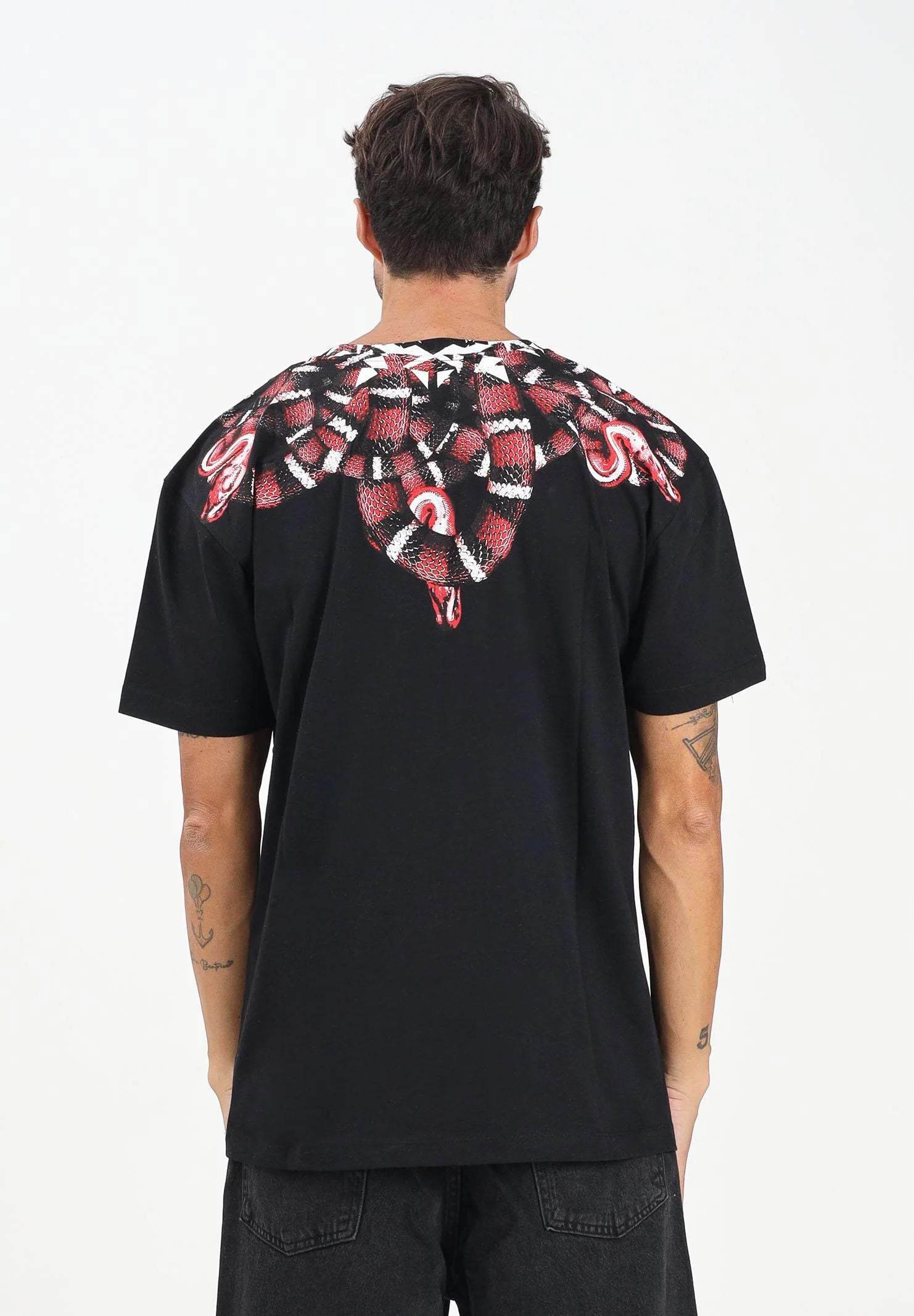 MARCELO BURLON COUNTY OF MILAN T-Shirt Con Stampa Serpente Nera/Rossa