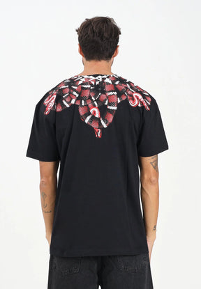 MARCELO BURLON COUNTY OF MILAN T-Shirt Con Stampa Serpente Nera/Rossa