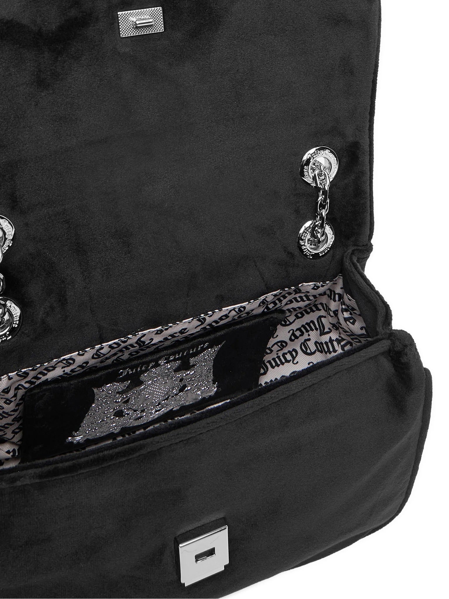 JUICY COUTURE Borsa Kimberly a Spalla Velluto Logo Con Brillantini Nera