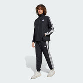 ADIDAS Tuta Microfibra Con Zip Senza Cappuccio Con Strisce Laterali Nera/Bianca