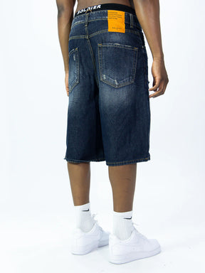 SOLDIER Bermuda Jorts Jeans In Denim Con Rotture Sabbiato Blu