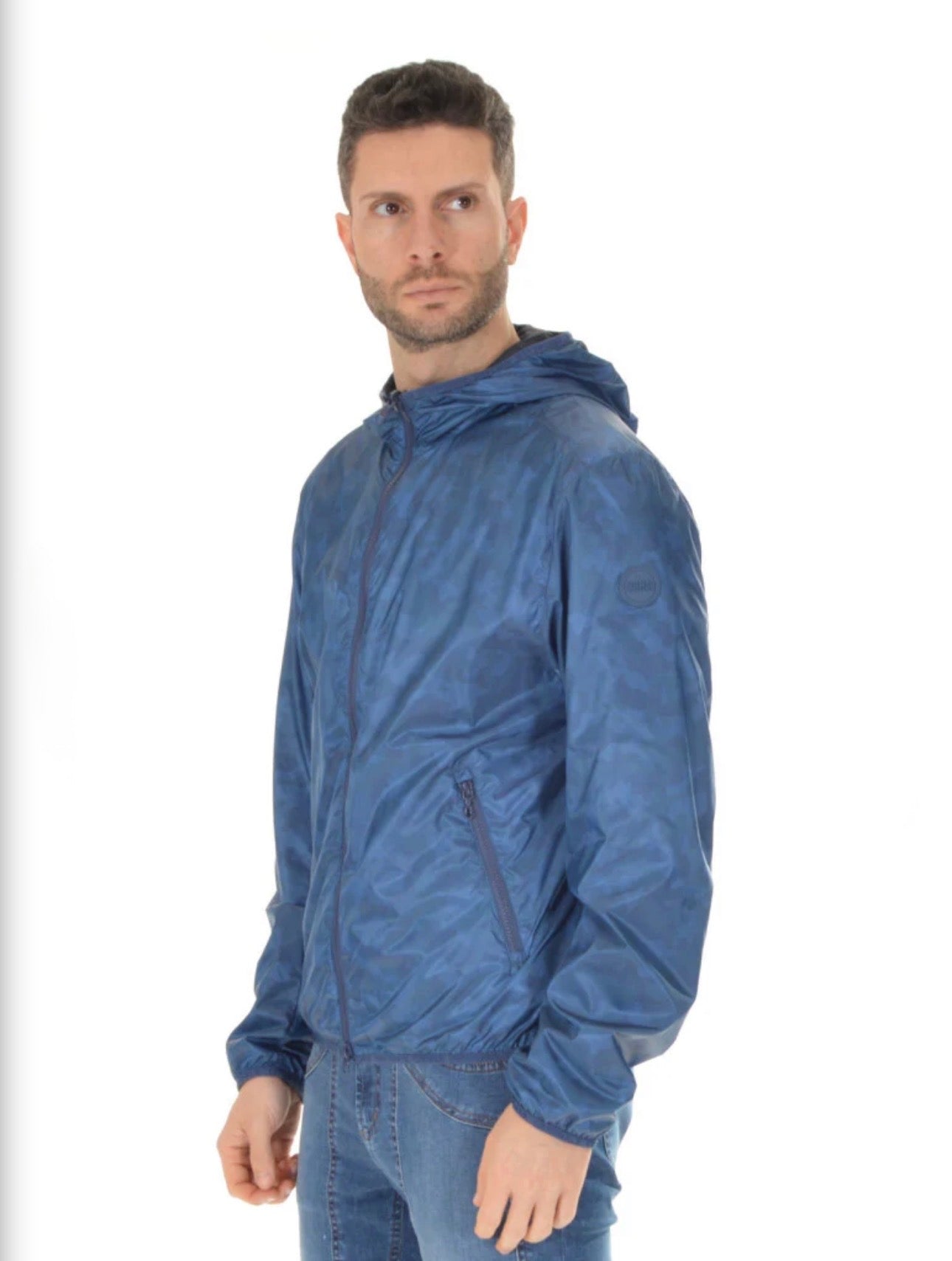 COLMAR Antivento Sfoderato Con Cappuccio Double Face Blu Camouflage/Azzurro